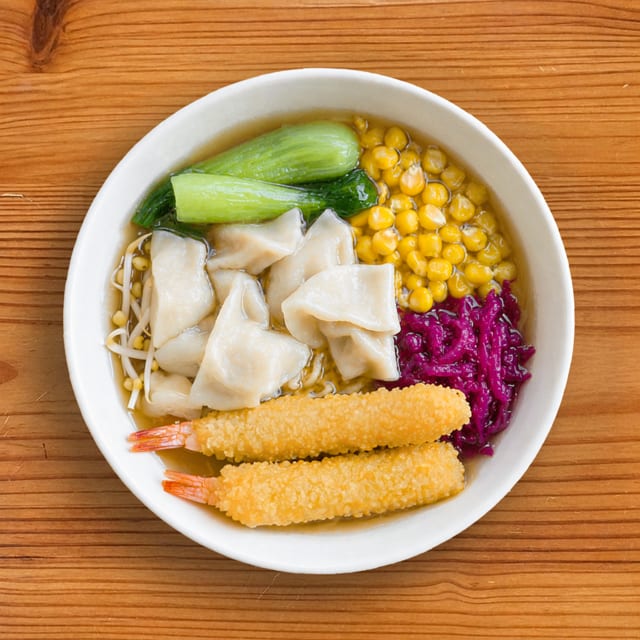 Dumpling Ramen with 2 Tempura.