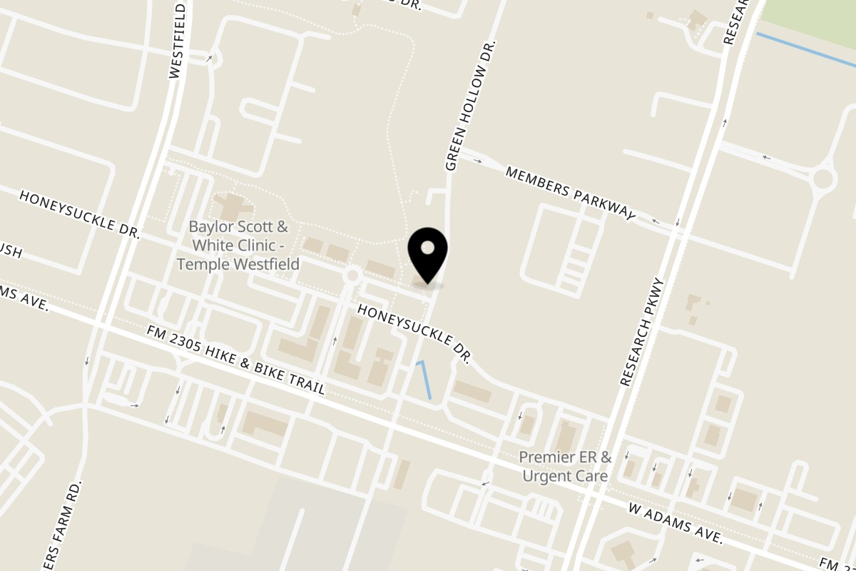 Map showing the location of Rockin' Ramen Temple on 254 Green Hollow Dr Suite 101 in Temple